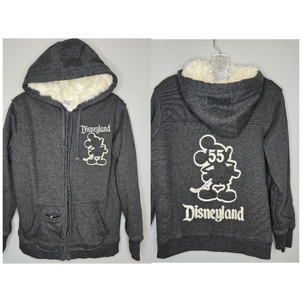 Disneyland 55th Anniversary Limited Edition Gray Faux Fur Lined‎ Hoodie Medium